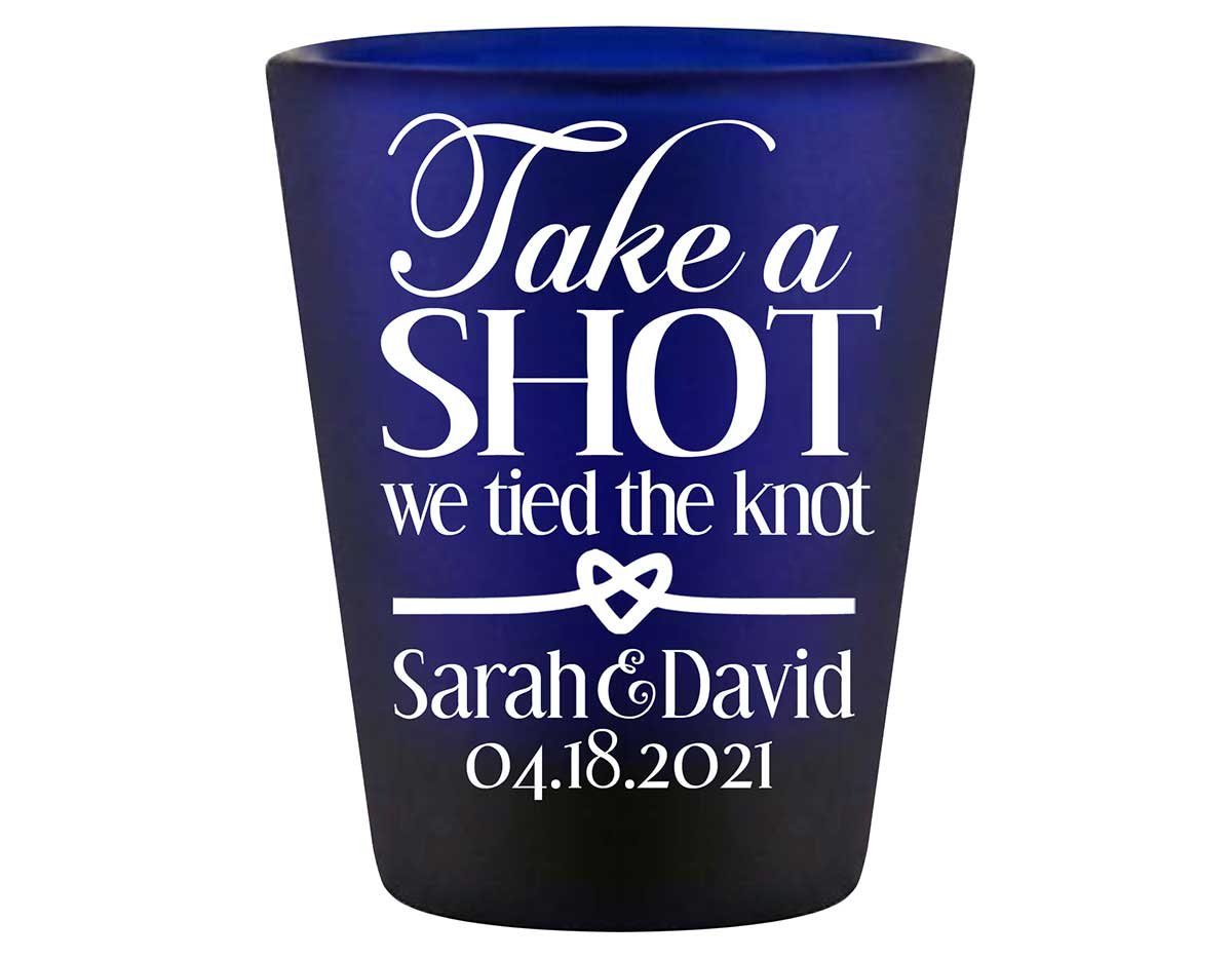 Take A Shot We Tied The Knot 1A Standard 1.5oz Blue Shot Glasses Rustic Wedding Gifts for Guests