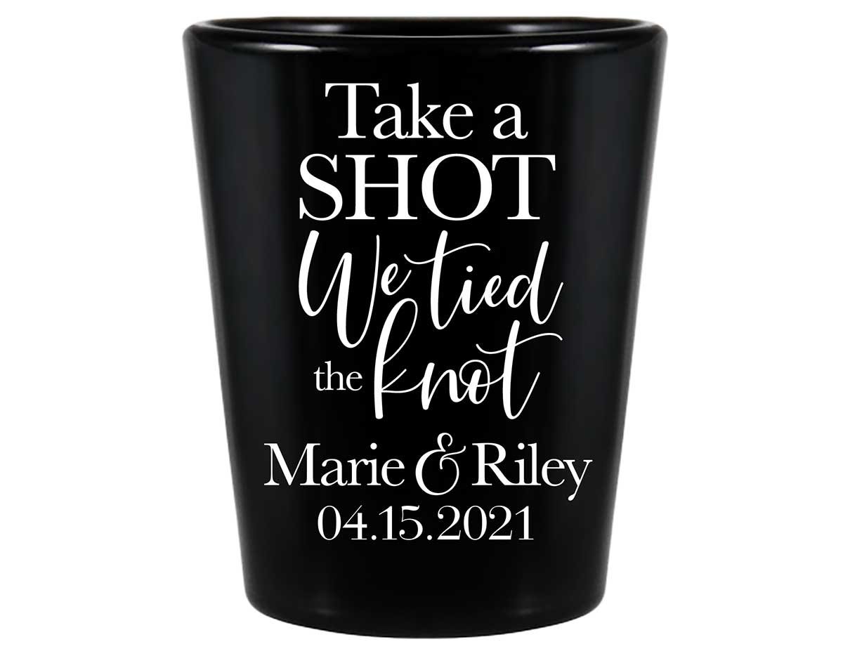 Take A Shot We Tied The Knot 2A Standard 1.5oz Black Shot Glasses Rustic Wedding Gifts for Guests