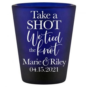 Take A Shot We Tied The Knot 2A Standard 1.5oz Blue Shot Glasses Rustic Wedding Gifts for Guests