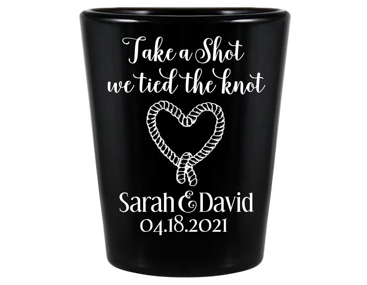 Take A Shot We Tied The Knot 3A Standard 1.5oz Black Shot Glasses Rustic Wedding Gifts for Guests