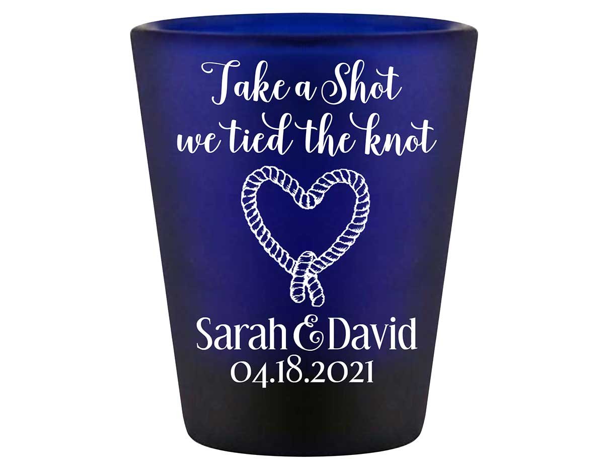Take A Shot We Tied The Knot 3A Standard 1.5oz Blue Shot Glasses Rustic Wedding Gifts for Guests