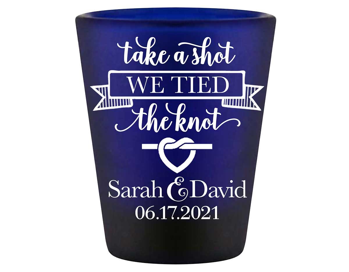 Take A Shot We Tied The Knot 4A Standard 1.5oz Blue Shot Glasses Rustic Wedding Gifts for Guests