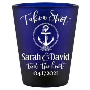Take A Shot We Tied The Knot 5A Standard 1.5oz Blue Shot Glasses Rustic Wedding Gifts for Guests