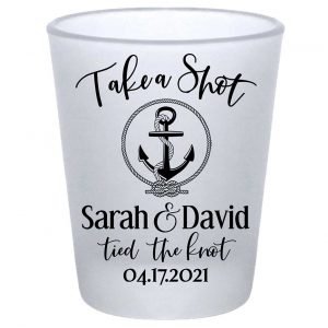 Take A Shot We Tied The Knot 5A Standard 1.75oz Frosted Shot Glasses Rustic Wedding Gifts for Guests