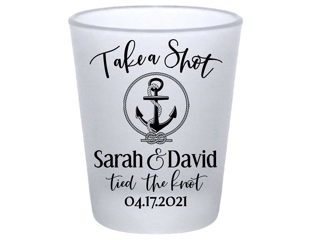 Take A Shot We Tied The Knot 5A Standard 1.75oz Frosted Shot Glasses Rustic Wedding Gifts for Guests