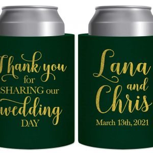 Thank You For Sharing Our Wedding Day 1A Thick Foam Can Koozies Thank You Gifts Wedding Gifts for Guests