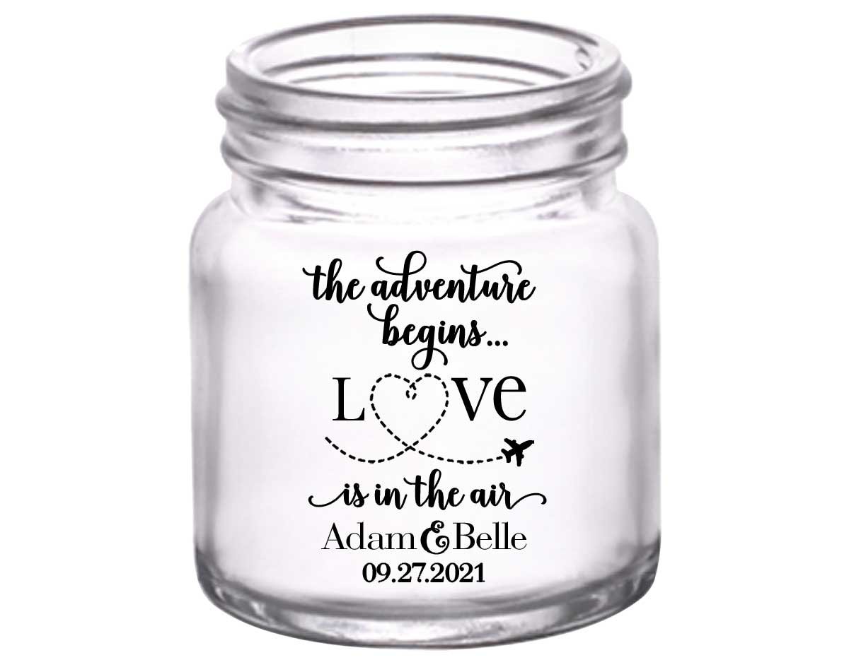 The Adventure Begins 1A Love Is In The Air 2oz Mini Mason Shot Glasses Destination Wedding Gifts for Guests