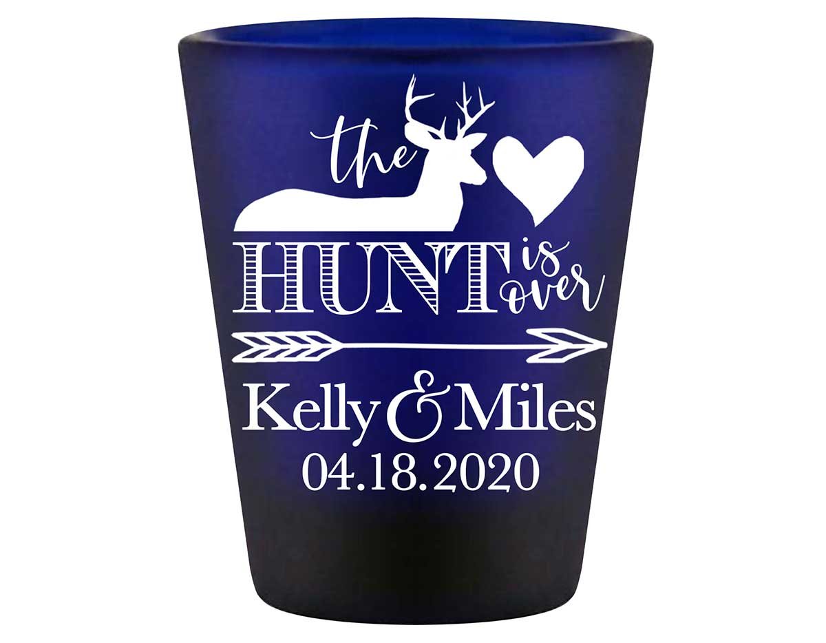 The Hunt Is Over 1A Standard 1.5oz Blue Shot Glasses Country Wedding Gifts for Guests