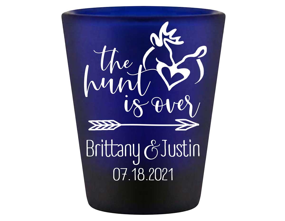 The Hunt Is Over 2A Standard 1.5oz Blue Shot Glasses Country Wedding Gifts for Guests