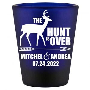 The Hunt Is Over 3A Standard 1.5oz Blue Shot Glasses Country Wedding Gifts for Guests