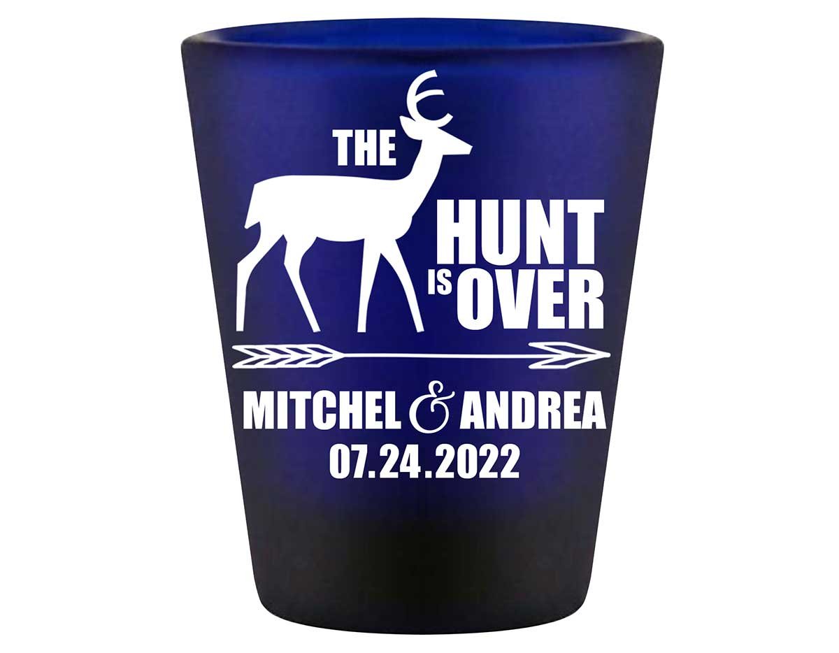 The Hunt Is Over 3A Standard 1.5oz Blue Shot Glasses Country Wedding Gifts for Guests
