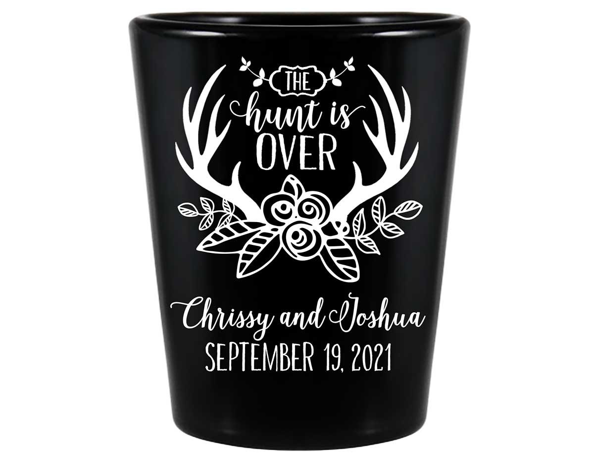 The Hunt Is Over 5A Standard 1.5oz Black Shot Glasses Country Wedding Gifts for Guests