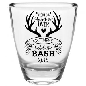 The Hunt Is Over Bachelorette 1A Clear 1oz Round Barrel Shot Glasses Country Bachelorette Party Gifts for Guests