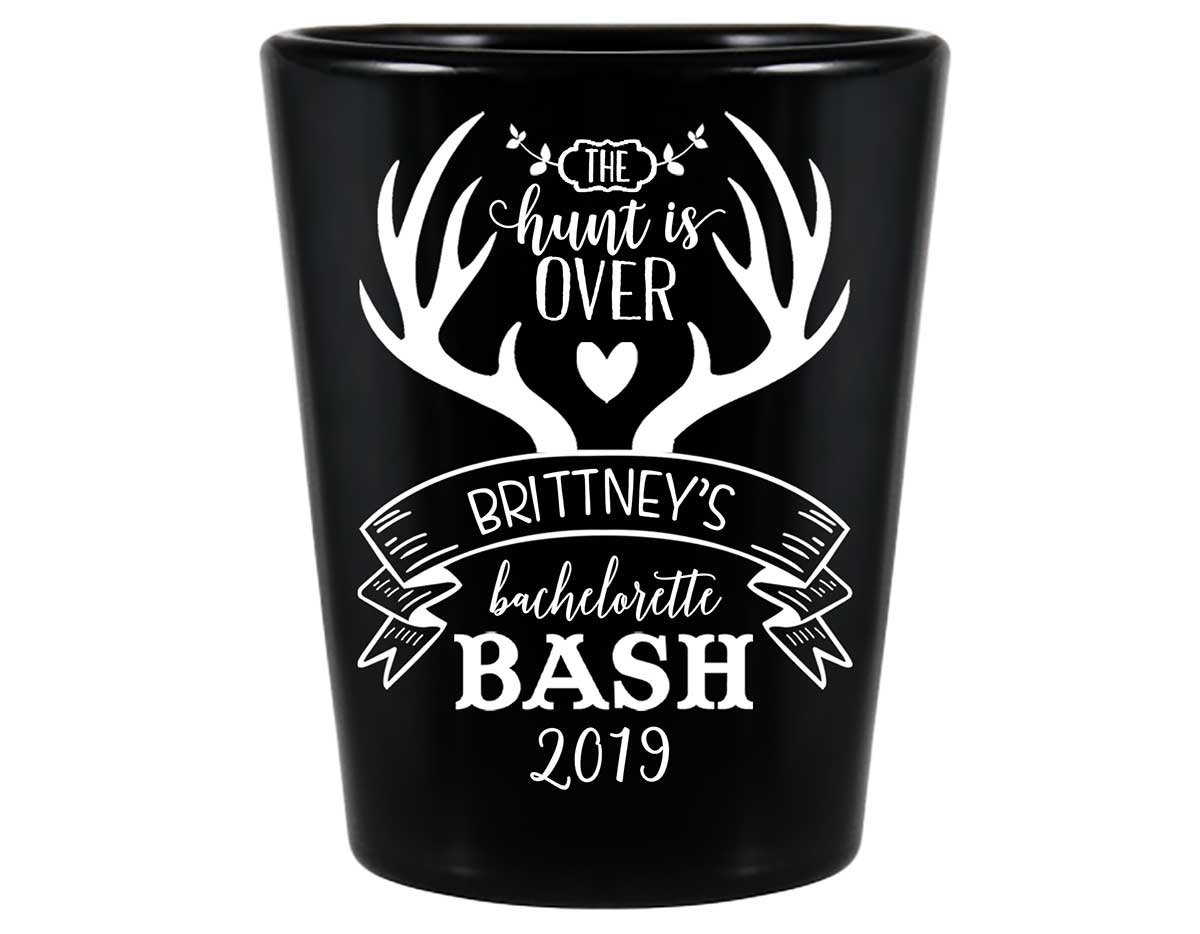 The Hunt Is Over Bachelorette 1A Standard 1.5oz Black Shot Glasses Country Bachelorette Party Gifts for Guests