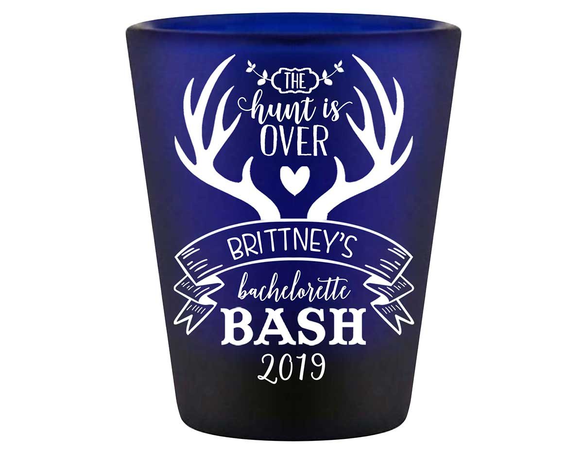 The Hunt Is Over Bachelorette 1A Standard 1.5oz Blue Shot Glasses Country Bachelorette Party Gifts for Guests