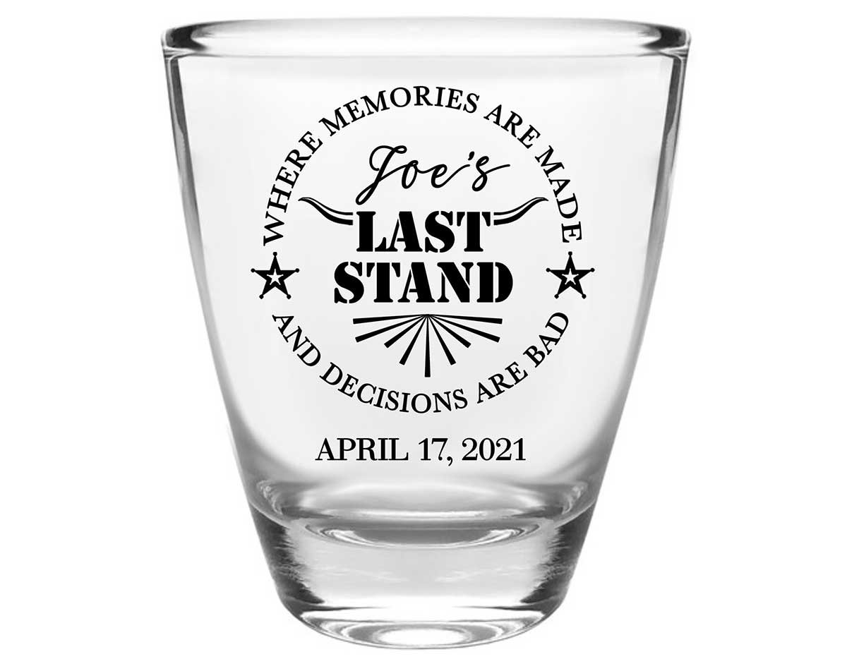 40016 Last Stand Bar Crawl Details about   Bachelor Party Shot Glasses Glass Favors 