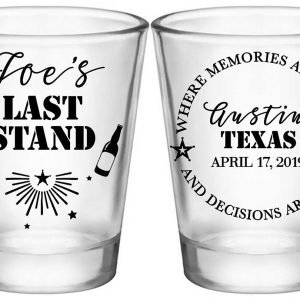 The Last Stand 1B2 Memories & Bad Decisions Standard 1.75oz Clear Shot Glasses Funny Bachelor Party Gifts for Guests