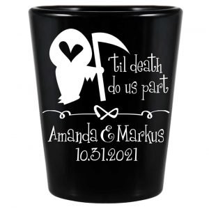 Til Death Do Us Part 1A Grim Reaper Standard 1.5oz Black Shot Glasses Halloween Wedding Gifts for Guests