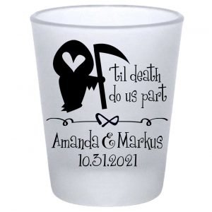 Til Death Do Us Part 1A Grim Reaper Standard 1.75oz Frosted Shot Glasses Halloween Wedding Gifts for Guests