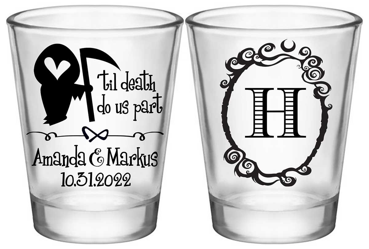 Til Death Do Us Part 1A2 Grim Reaper Standard 1.75oz Clear Shot Glasses Halloween Wedding Gifts for Guests