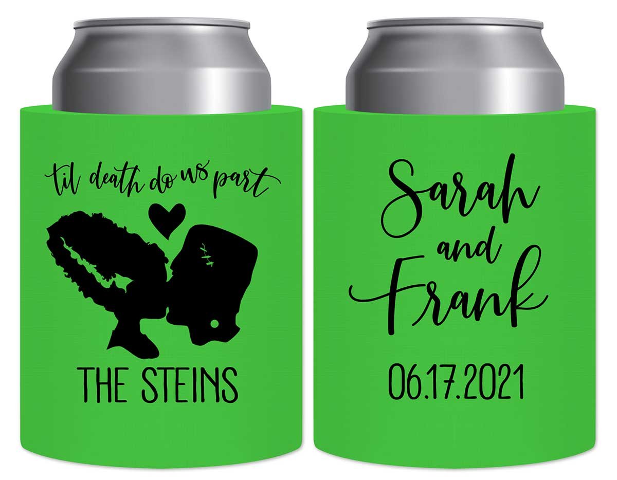 Til Death Do Us Part 2A Frankenstein Thick Foam Can Koozies Halloween Wedding Gifts for Guests