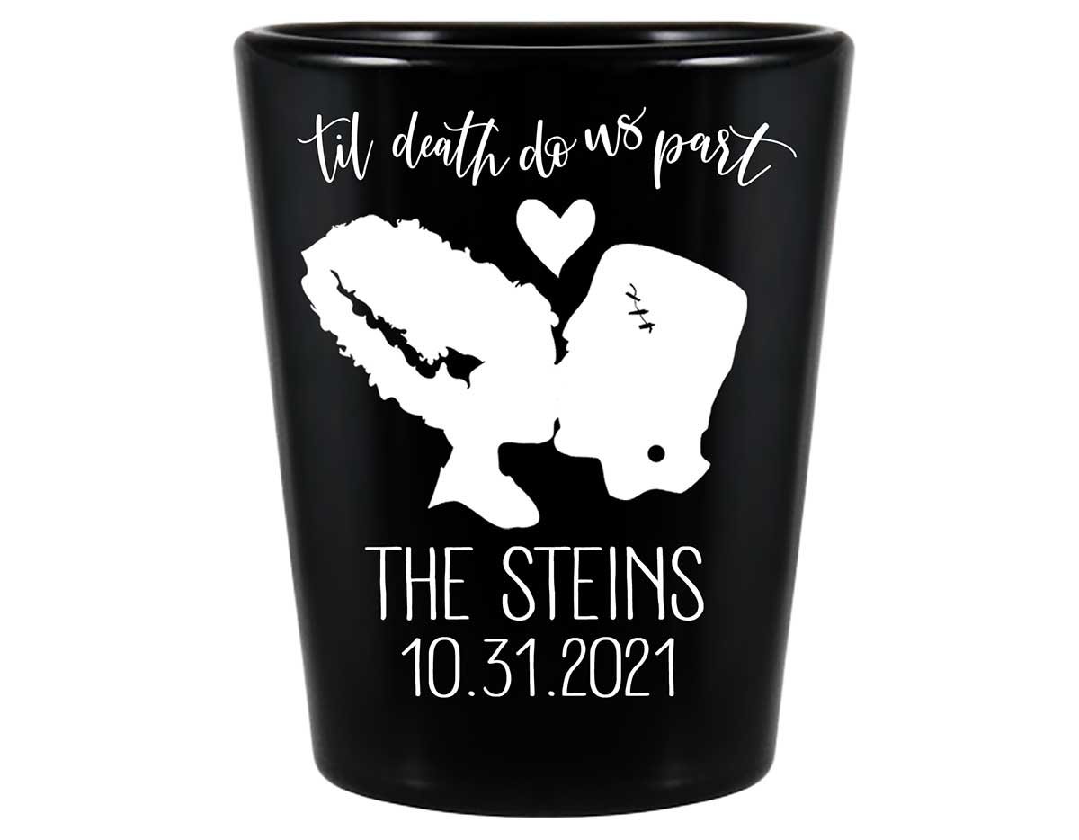 Til Death Do Us Part 2A Frankenstein Standard 1.5oz Black Shot Glasses Halloween Wedding Gifts for Guests