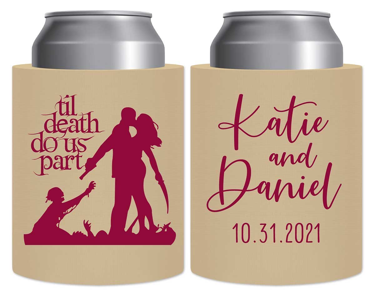 Til Death Do Us Part 3A Zombies Thick Foam Can Koozies Halloween Wedding Gifts for Guests