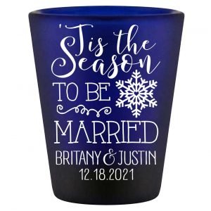 Tis The Season To Be Married 1A Standard 1.5oz Blue Shot Glasses Christmas Wedding Gifts for Guests