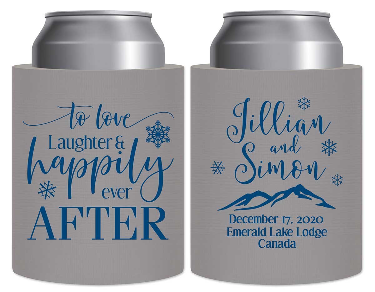 To Love Laughter & Happily Ever After 4B Thick Foam Can Koozies Winter Wedding Gifts for Guests