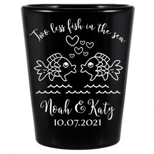 Two Less Fish In The Fish 1A Standard 1.5oz Black Shot Glasses Nautical Wedding Gifts for Guests
