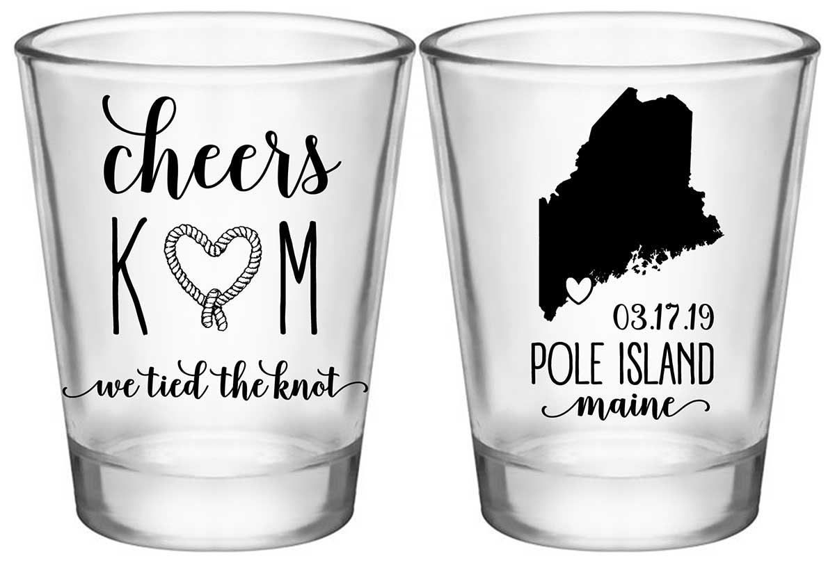 We Tied The Knot 2A2 Any Map Standard 1.75oz Clear Shot Glasses Nautical Wedding Gifts for Guests