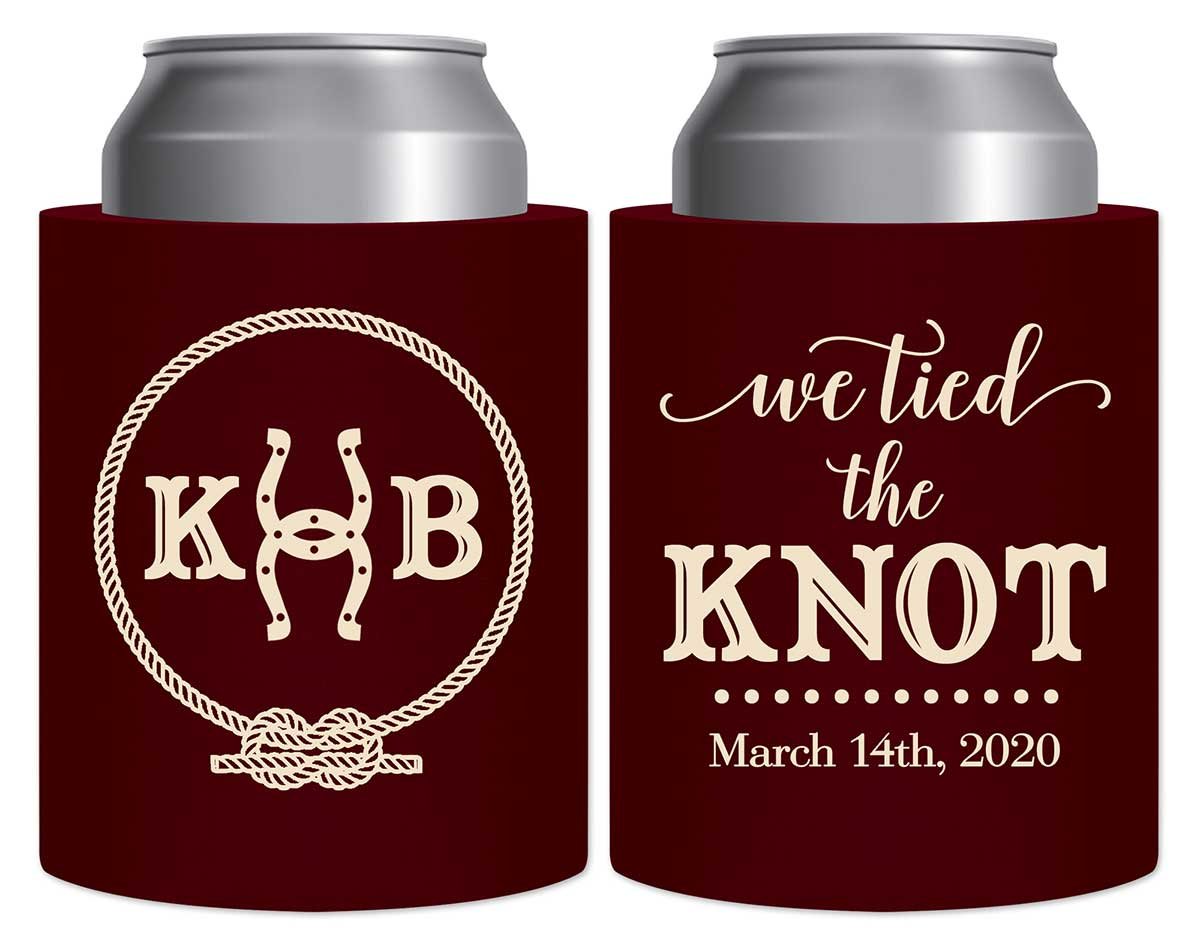 We Tied The Knot 4A Horse Shoe Thick Foam Can Koozies Country Wedding Gifts for Guests