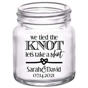 We Tied The Knot Let's Take A Shot 1A 2oz Mini Mason Shot Glasses Rustic Wedding Gifts for Guests
