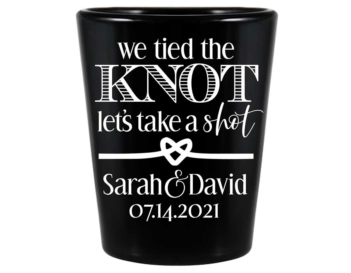We Tied The Knot Let's Take A Shot 1A Standard 1.5oz Black Shot Glasses Rustic Wedding Gifts for Guests