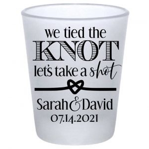 We Tied The Knot Let's Take A Shot 1A Standard 1.75oz Frosted Shot Glasses Rustic Wedding Gifts for Guests