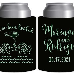 We've Been Hooked 1A Thick Foam Can Koozies Nautical Wedding Gifts for Guests