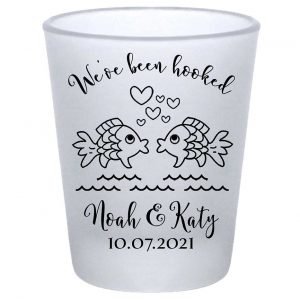 We've Been Hooked 1A Standard 1.75oz Frosted Shot Glasses Nautical Wedding Gifts for Guests