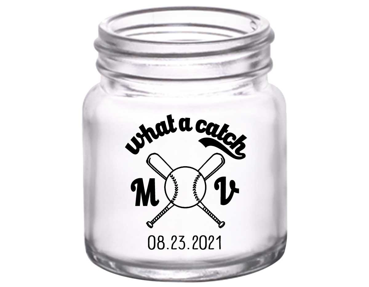 What A Catch 1A Baseball 2oz Mini Mason Shot Glasses Baseball Lovers Wedding Gifts for Guests