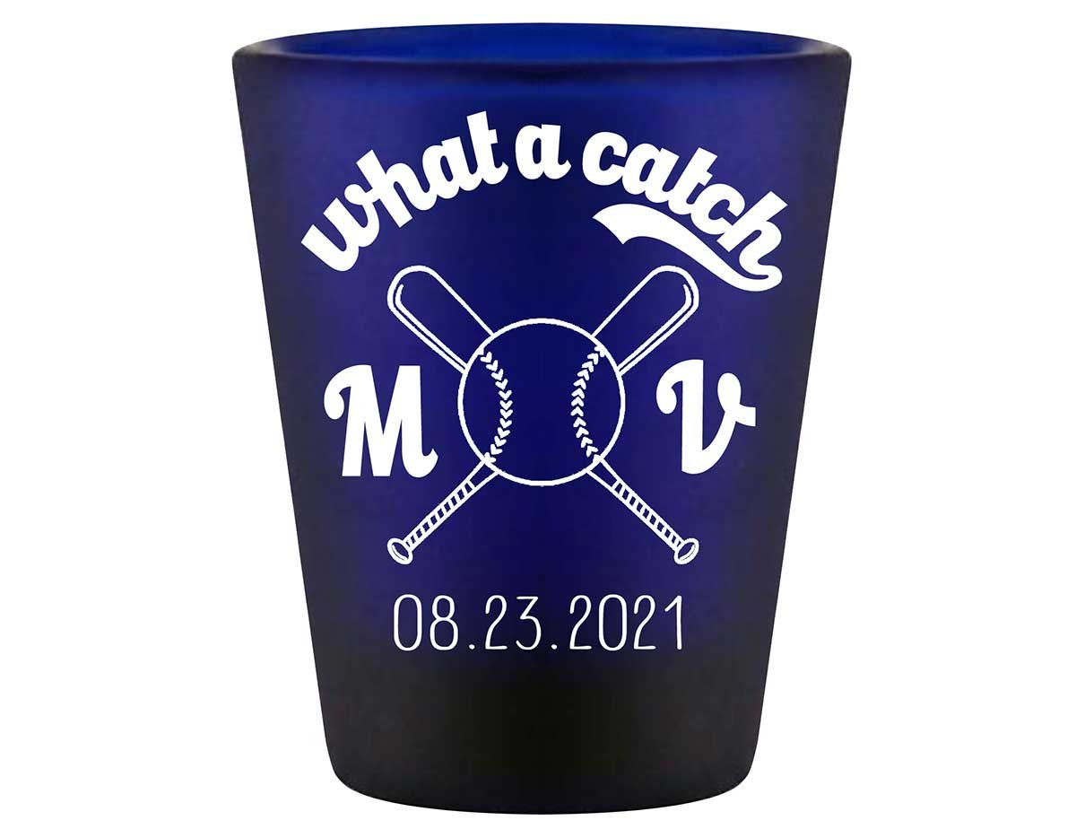 What A Catch 1A Baseball Standard 1.5oz Blue Shot Glasses Baseball Lovers Wedding Gifts for Guests