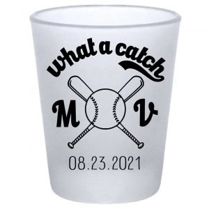 What A Catch 1A Baseball Standard 1.75oz Frosted Shot Glasses Baseball Lovers Wedding Gifts for Guests