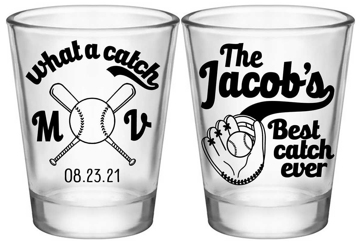 What A Catch 1A2 Baseball Standard 1.75oz Clear Shot Glasses Sports Wedding Gifts for Guests