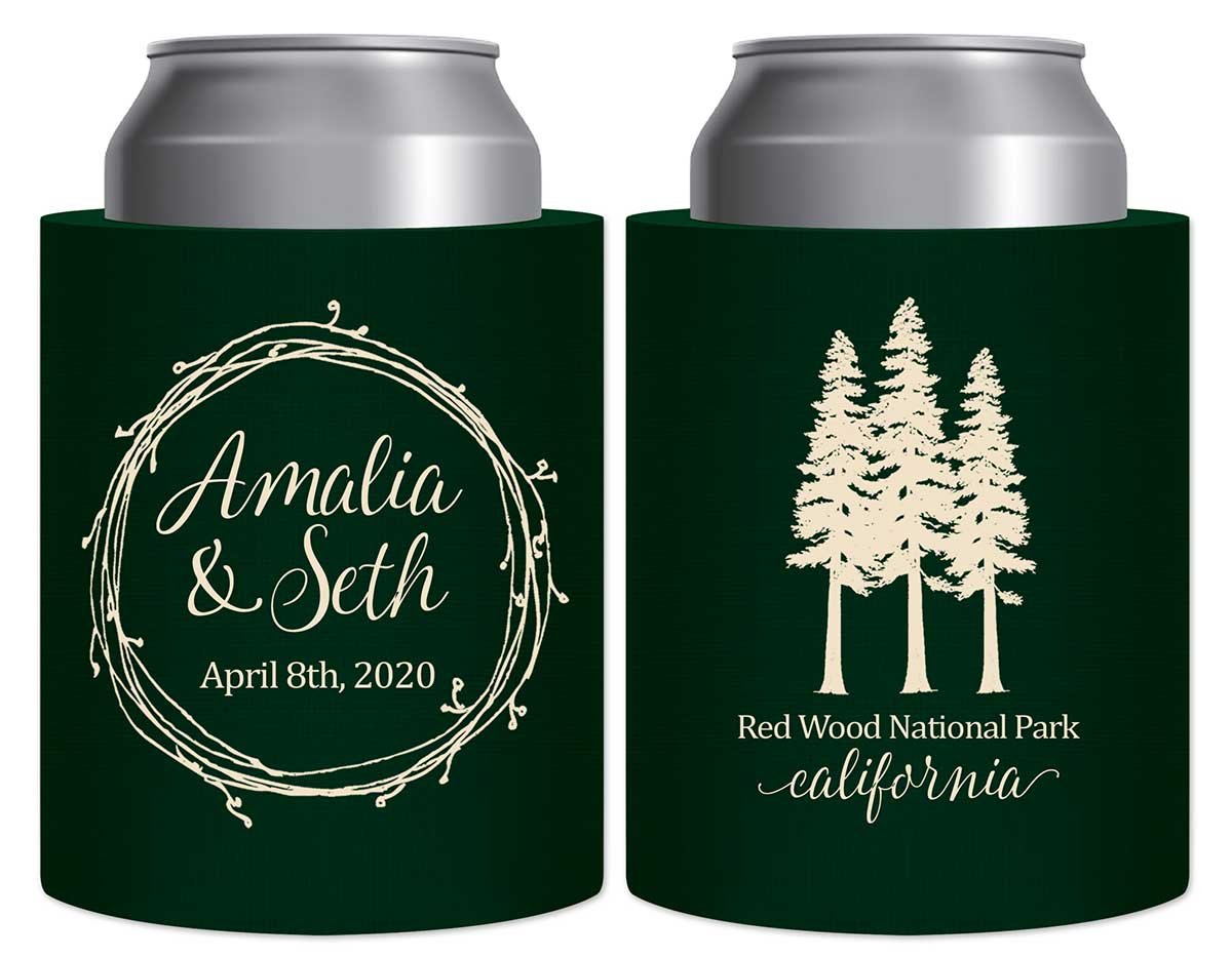 Woods Wedding 1A Thick Foam Can Koozies Outdoors Wedding Gifts for Guests