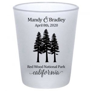 Woods Wedding 1B Standard 1.75oz Frosted Shot Glasses Outdoors Wedding Gifts for Guests